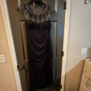 Purple Asymmetrical Cocktail Gown with Ruched Embellishments